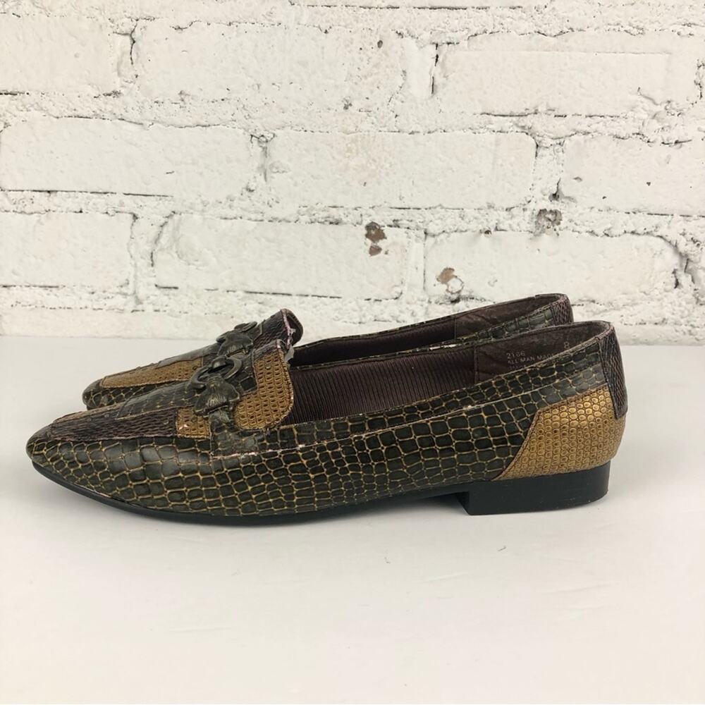 Vintage Annie Patchwork Faux Animal Tiger Accent Loafers - Picture 8 of 12